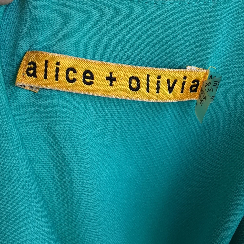 Alice + Olivia Blue Ruched Cowl Neck Midi Dress